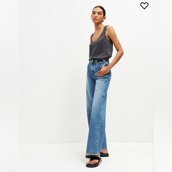 NWT Reformation Jasmine Scoop Neck Top in Broadway Stripe - Picture 2 of 4